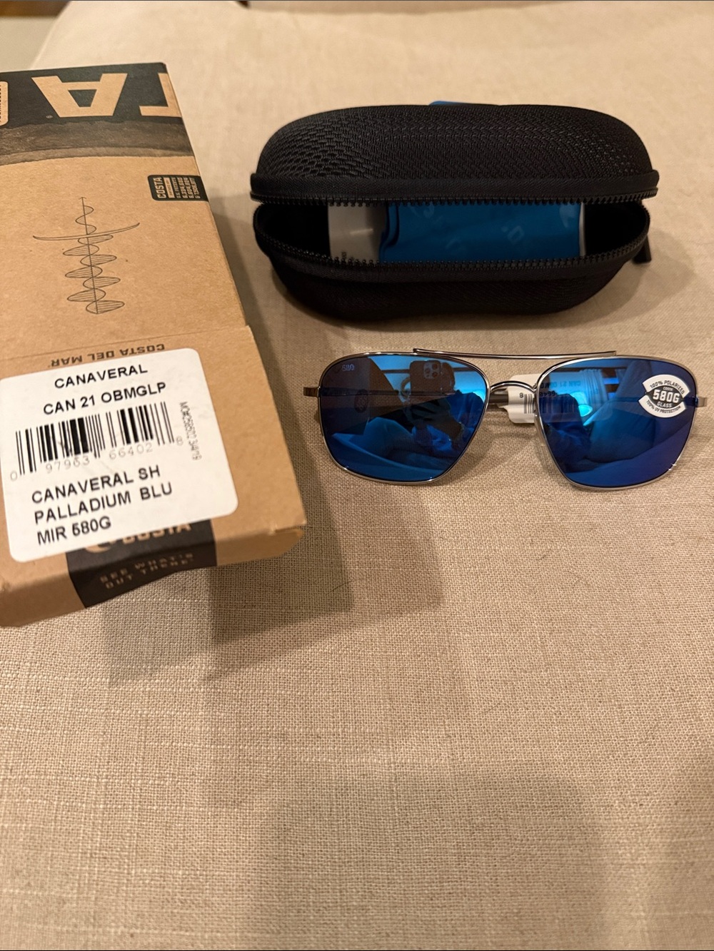 Canaveral Men's Aviator Sunglasses - Palladium Frame with Blue Mirrored Lenses